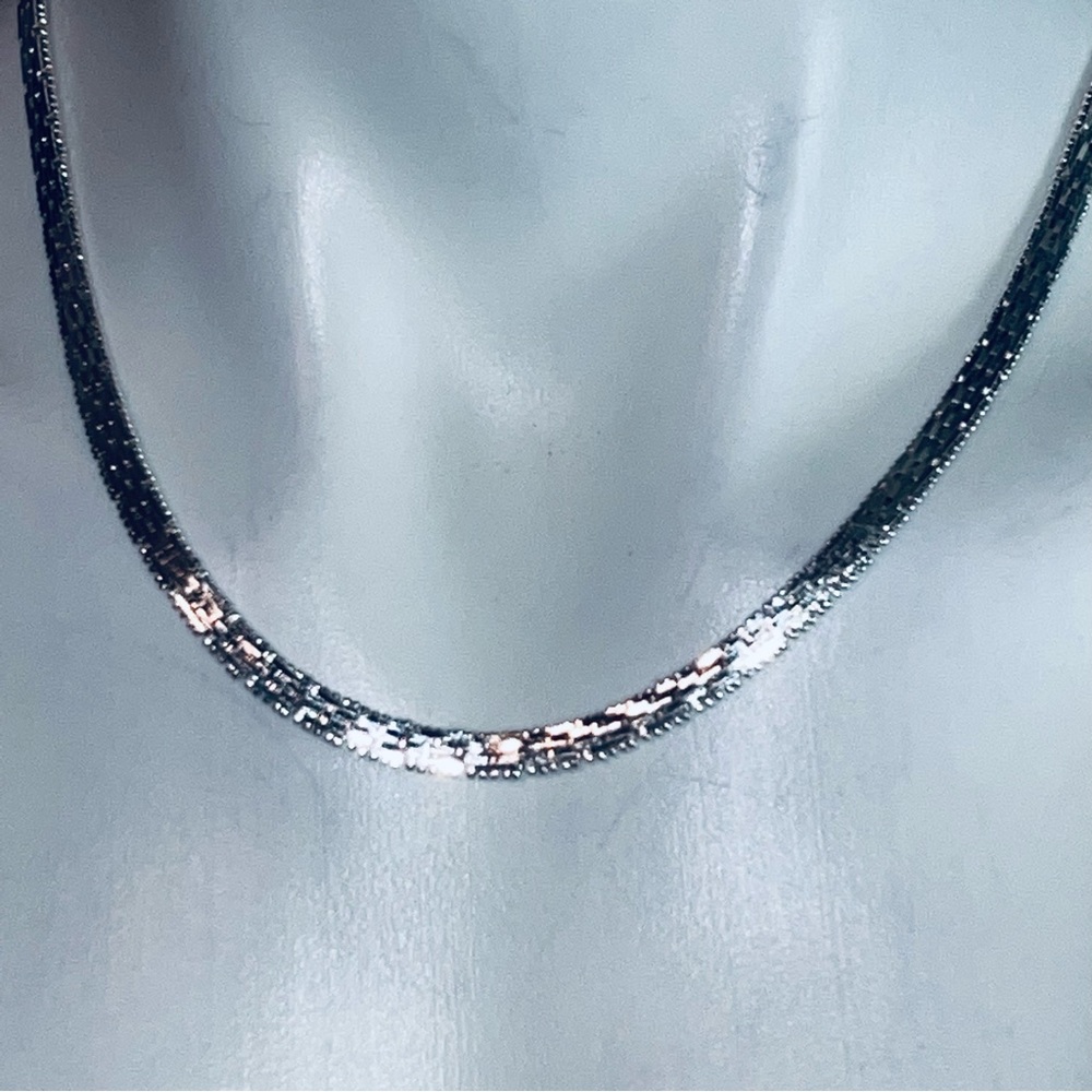 Sterling Silver Solid Chocker Chain 17” 925 Italy… - image 1